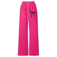 thumbnail image 3 of LRen Girl's Bowknot Baggy Sweatpants Lightweight Straight Leg Athletic Pants with Pockets Girl Casual Preppy Back To School Drawstring Joggers, 3 of 5