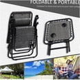 thumbnail image 3 of 2 Pack Folding Zero Gravity Chairs with Side Table, Outdoor Recliners with Cup Holders and Pillows for Patio, Lawn, Poolside and Beach, Gray Steel Frame, 3 of 10