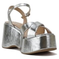 thumbnail image 4 of Soda Women Wedge Sandals Open Toe Ankle Strap Crisscross Platform TECNO-S Silver 8, 4 of 5