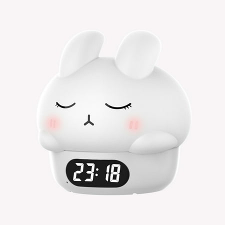 

JGJJUGN Cute Rabbit Design Alarm Clock with Color Changing Light USB Rechargeable Night Light and Study Companion for Kids Stylish European Decor Multi-Functional Alarm Clock Lamp