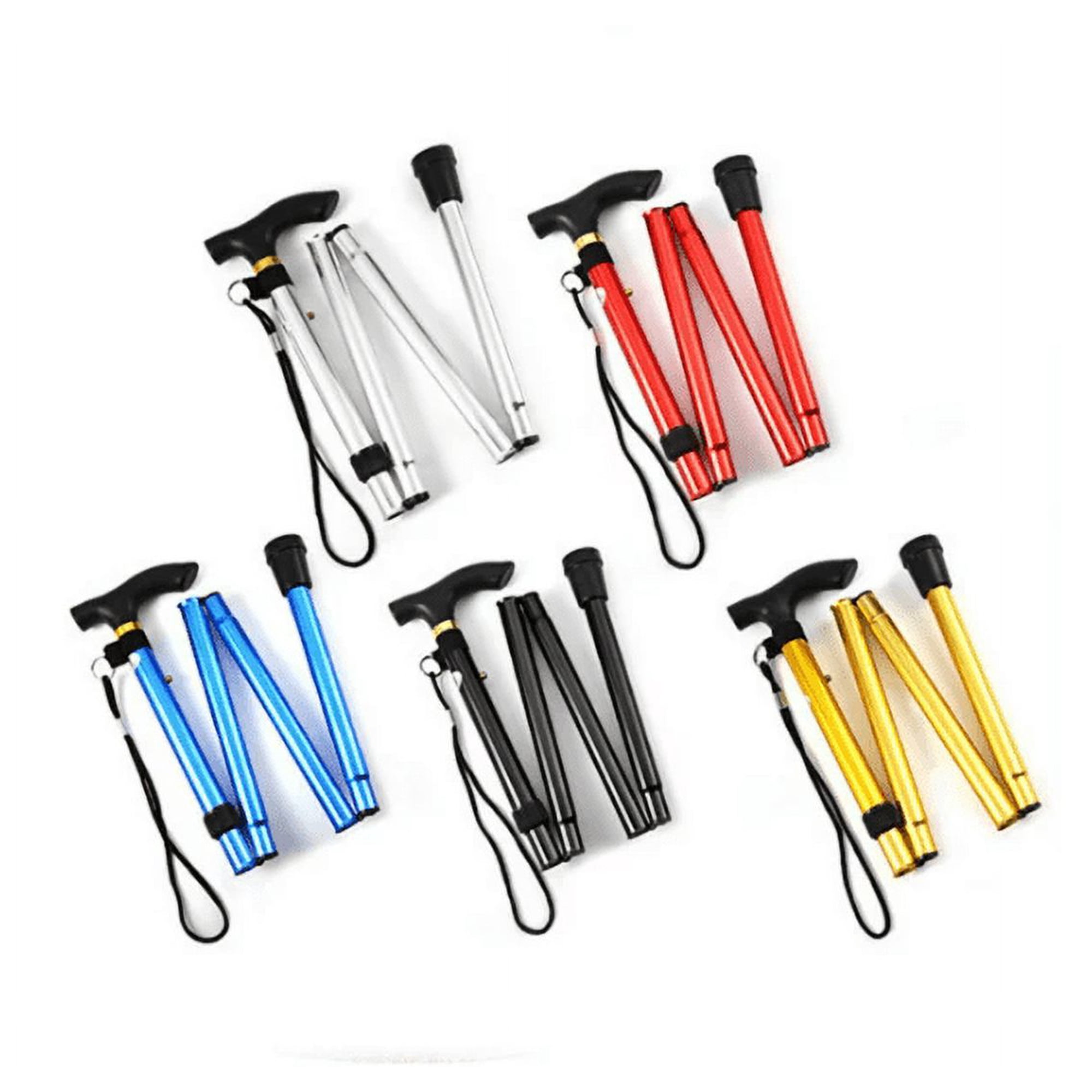 SagaSave Foldable Walking Stick Travel Cane Aluminum Alloy Adjustable Height for Elderly and Adults Hiking Pole