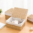 thumbnail image 6 of Small Storage Baskets with Lid, Kvago Set of 3 Size Storage Box, Paper Rope Storage Bin with Removable Liner and Metal Frame for Toys Cosmetics Bedroom Closet Desk Organizer (Beige), 6 of 9