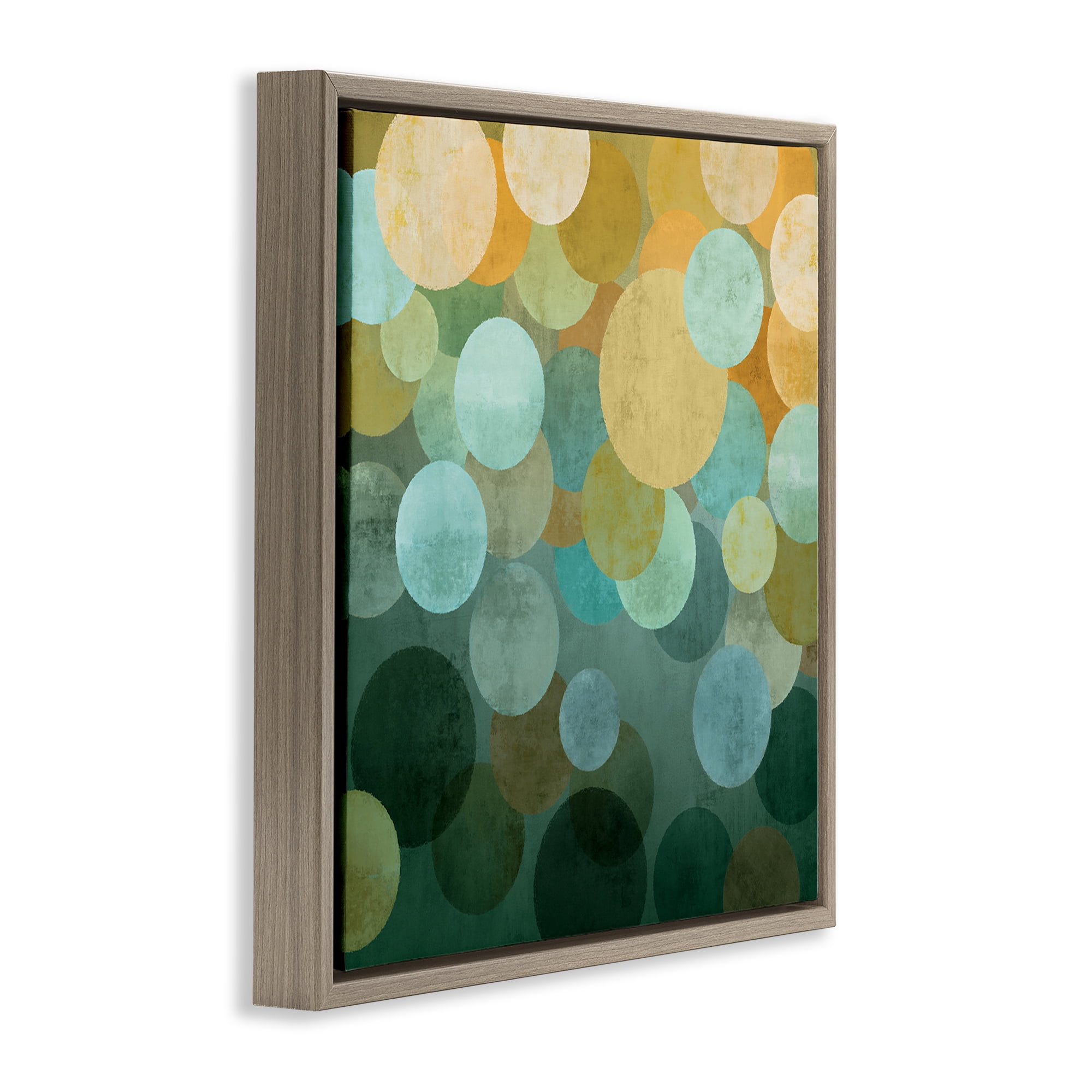 Stupell Industries Round Layered Circles Abstract Painting Brown Floater Framed Canvas Art Print Wall Art, 25 x 25