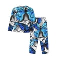 thumbnail image 2 of Bingfone Womens Pajama Sets Blue And White Butterflies Print,Long Sleeve Loungewear Pajamas Set-Large, 2 of 9