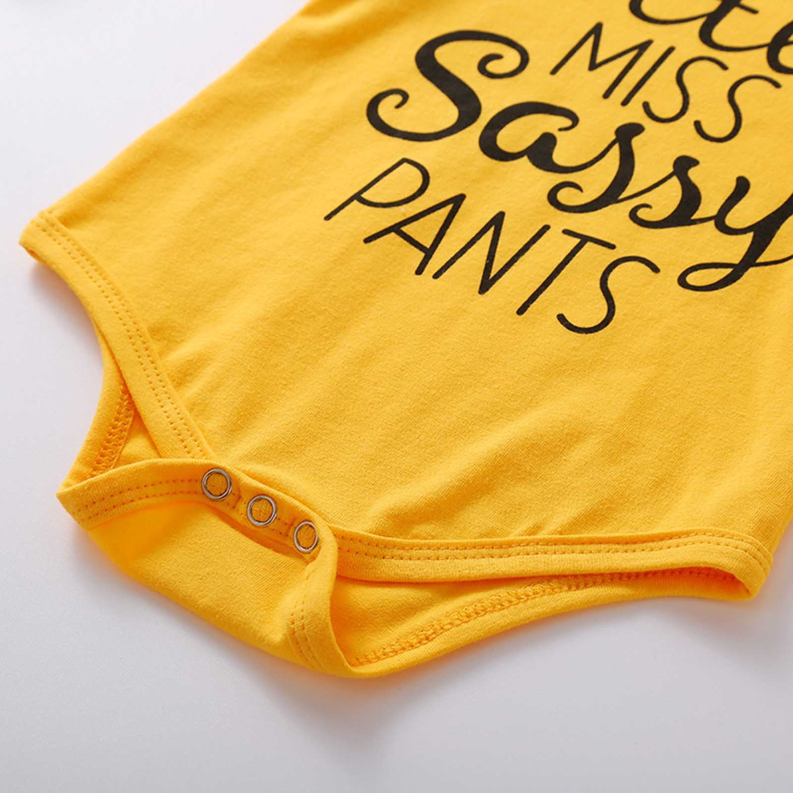 LFEOOST Infant Newborn Baby Girl Clothes Outfits Ruffled Long Sleeve Romper Pants Set Headband Toddler Clothing 3pcs Yellow 0-6 Months