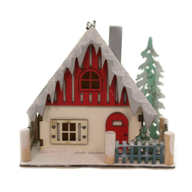 Holiday Ornaments SWISS CHALET Wood Winter Resort Home - Walmart.com ...