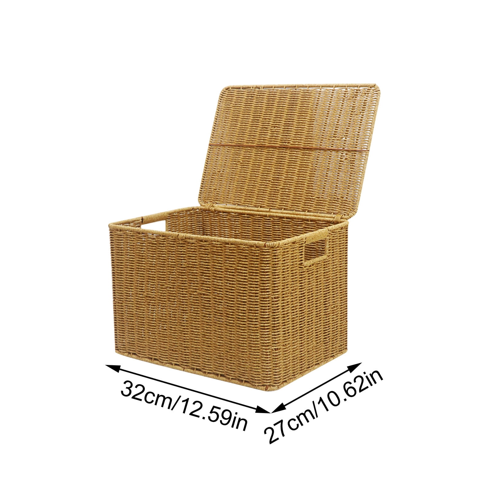 Cube Storage Basket with Lid and Frame 12.59X10.62 Inch Woven Storage Box for Clothing and Sundries Multipurpose Organizer for Home Wicker Design