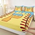 thumbnail image 4 of Erosebridal Light Blue Dripping Baseball Stitch & Waffle Letter P Graphic Queen Sheet Sets 4 Pieces, Alphabet Graphic Bed Set for Boys And Girls Kids,Ultra Soft Home Decor, 4 of 5