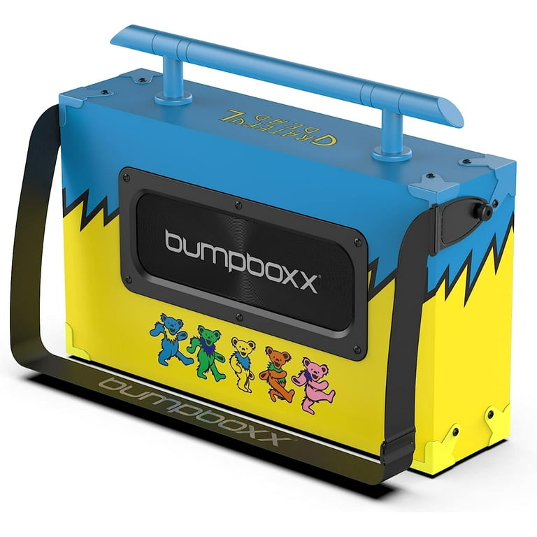 Bumpboxx Ultra Grateful Dead: Yellow & Blue | Retro Boombox with Bluetooth Speaker | Includes Rechargeable Lithium Battery, Carrying Strap & Remote