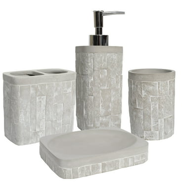 Concrete Bath Accessories Sets, Grey Stone Bathroom Accessories Sets