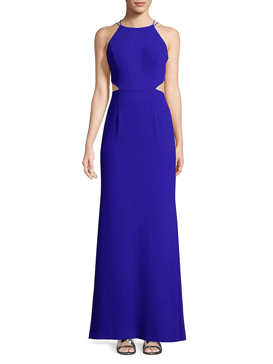 aidan by aidan mattox flounce crepe column gown