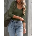 thumbnail image 3 of VAFFUL Womens Long Sleeve Shirts Scoop Mock Neck Fitted Ribbed Fall Tops, 3 of 5
