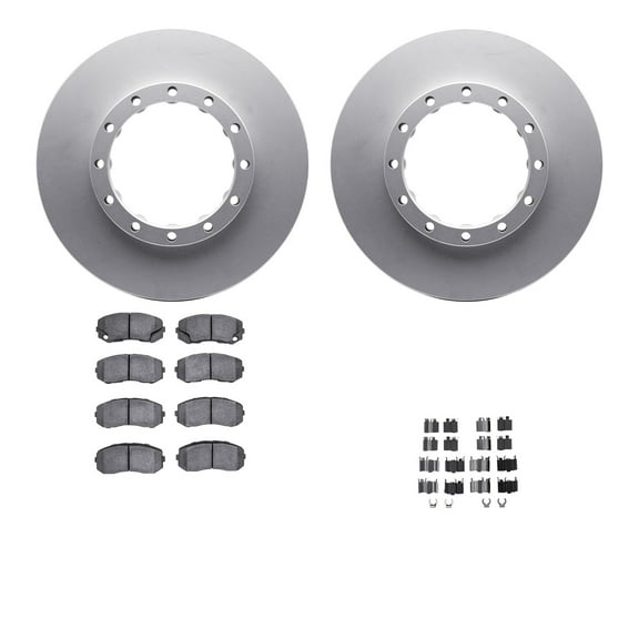 Dynamic Friction Company Rear Geospec Brake Rotors with Heavy Duty Brake Pads includes Hardware 4212-72087