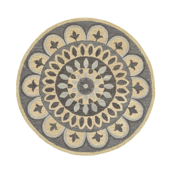 Ox Bay Ella 6' Round Gray Medallion Indoor Area Rug