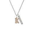 thumbnail image 2 of Delight Jewelry Rose Goldtone Crystal Initial - K - Silvertone Mother Daughter Bar Charm Necklace, 23", 2 of 4