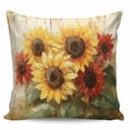 thumbnail image 2 of Summer Sunflowers Decorative Pillowcase 18''x18'', Vintage Oil Painting Floral Leaf Plant Throw Pillow Covers Soft Cushion Case for Couch Sofa Bedroom Living Room, Pillowcase Boho Decor, 2 of 8