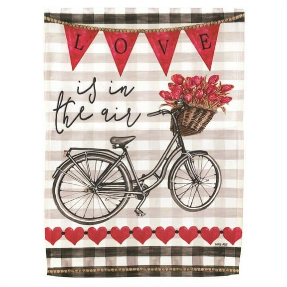 Magnolia Garden Love in Air Checkered 13 x 19 Red Polyester Outdoor Hanging Flag
