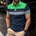 thumbnail image 2 of New Summer Men Short Sleeved Polo Shirt Fashion Splice Stripe Printing T-Shirt Men's Breathable Shirt Party Men Clothing Top, 2 of 5