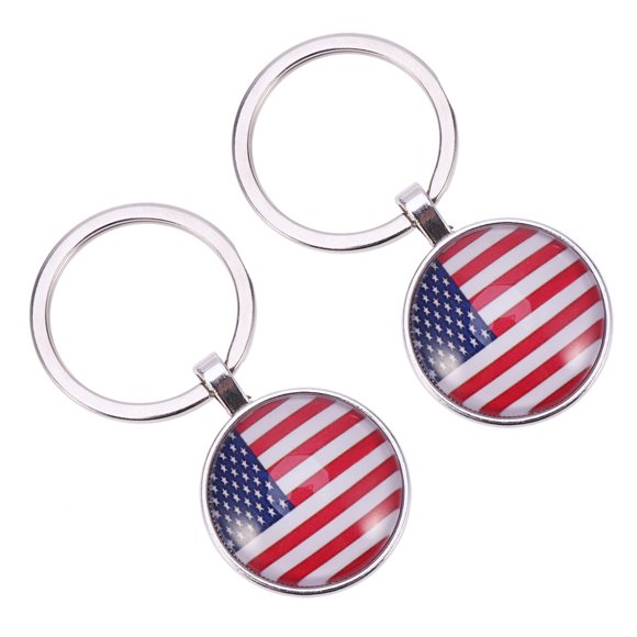 CIMAXIC US Flag Key Ring 2pcs US Flag Keychain Creative American Flag Keychain Key Ring Souvenir Patriotic Gift,2.36"X1.18"X0.2"