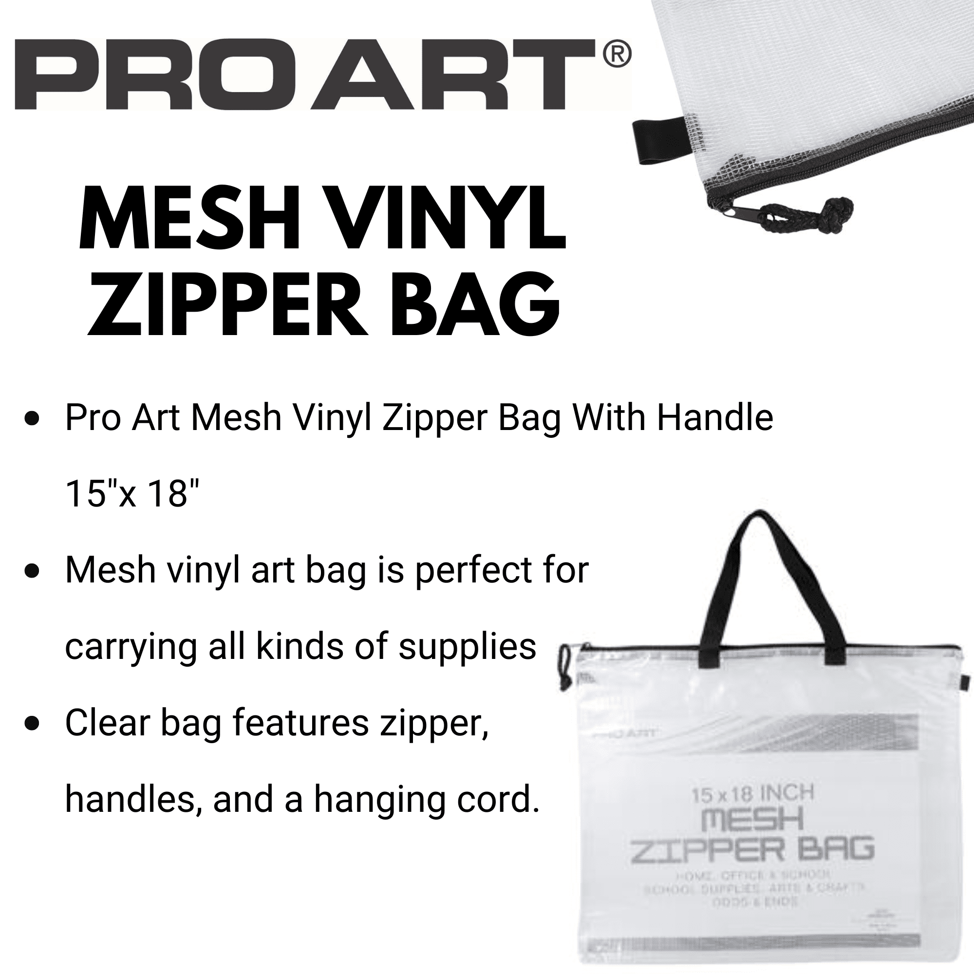 Pro Art Mesh/Vinyl Bag with Handle and Zipper 19 by 25-inch