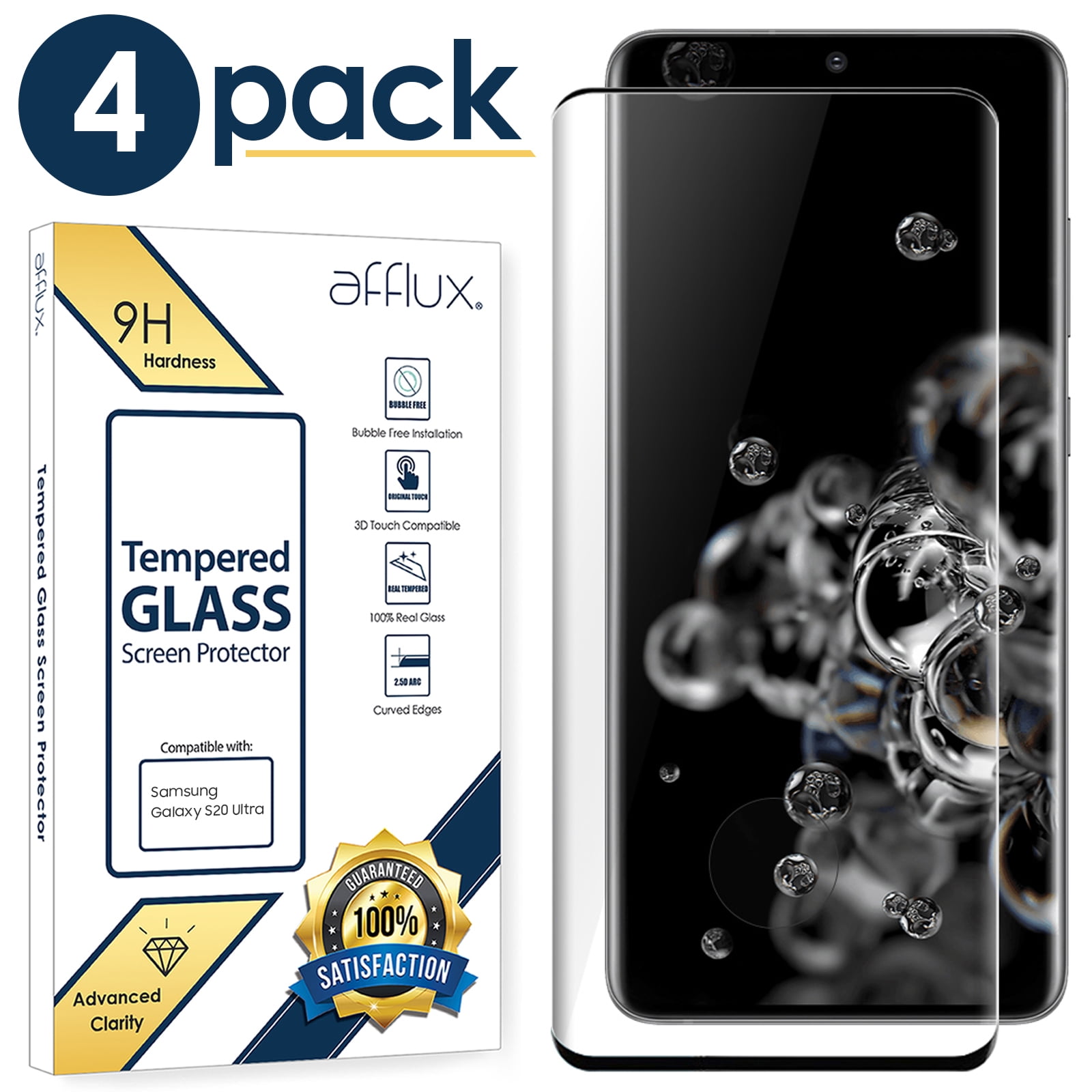 6.9 Support Fingerprint，No Air Bubbles For Samsung Galaxy S20 Ultra 5G 9H Advanced Anti-Drop Tempered Glass 2+2 Pack Galaxy S20 Ultra Screen Protector 3D Touch Accuracy Camera Lens Protector 
