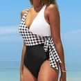 thumbnail image 4 of Hinvhai Plus size Swimsuits clearance Women Solid Bikini Push-Up Padded Swimwear Beachwear One-Piece Swimsuit Black 12(XXL), 4 of 7