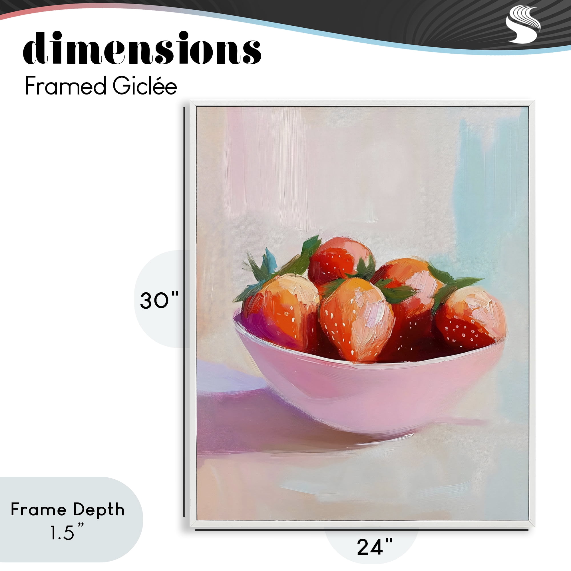 Stupell Industries Pastel Bowl of Strawberries White Framed Giclee Art, design by The Prints Vibe