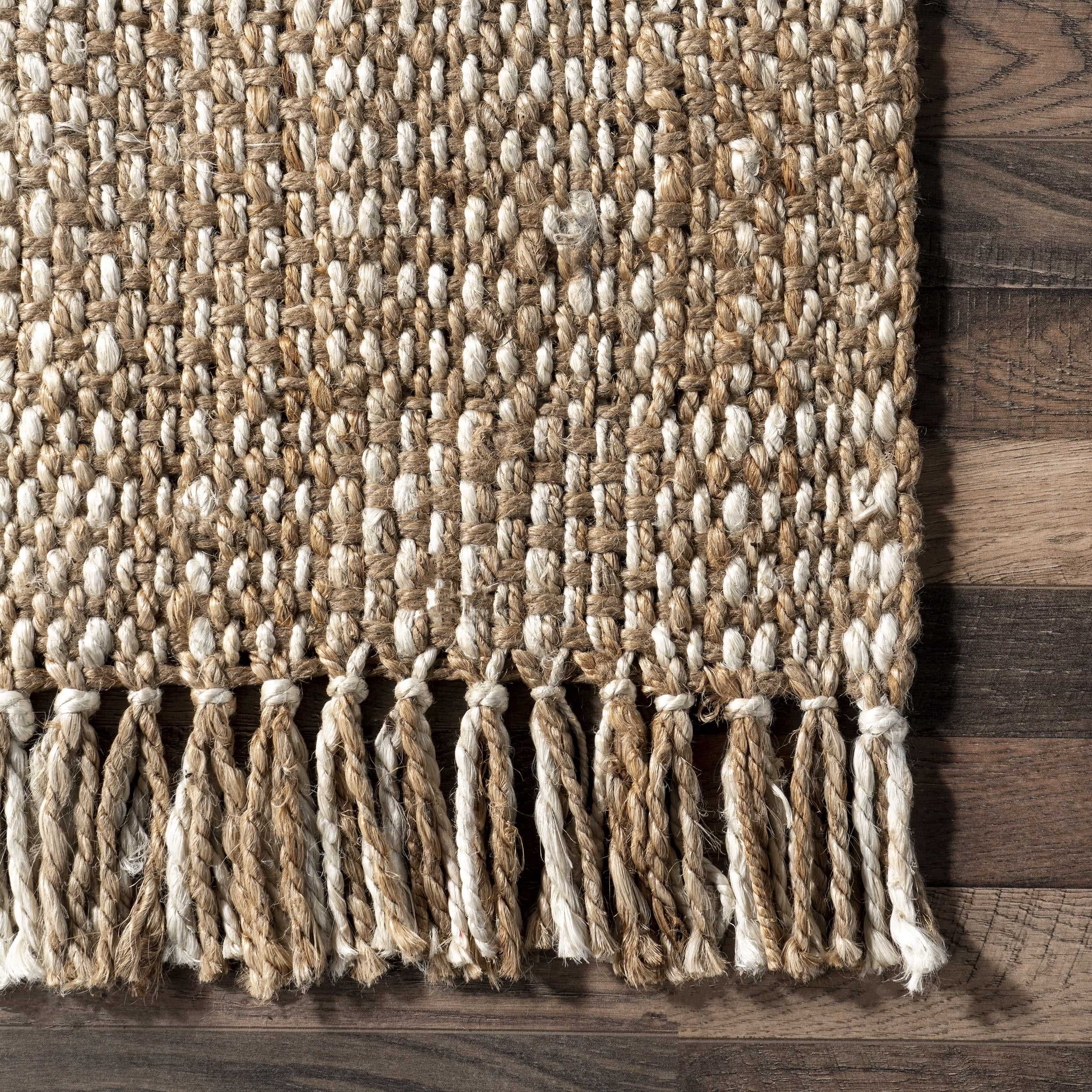 nuLOOM Suchin Casual Woven Jute Tassel Area Rug, 5' x 8', Natural