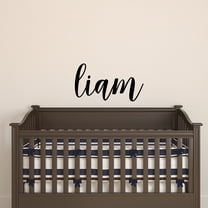Vinyl Wall Art Decal Boys Custom Name - ’Liam’ Custom Text Name- 12" x 25" - Little Boys Bedroom Vinyl Wall Decals - Cute Wall Art Decals for Baby Boy Nursery Room Decor (12" x 25"; Black Cursive)