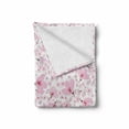 thumbnail image 2 of Pink and White Soft Flannel Fleece Blanket, Symbolic Japanese Flowering Cherry Blossom in Random Arrangement, Cozy Plush for Indoor and Outdoor Use, 60" x 80", Rose Burgundy Hot Pink, by Ambesonne, 2 of 6