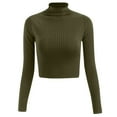 thumbnail image 4 of EHRWE Womens Tops Ladies Spring Autumn Half Turtleneck Solid Color Knitted Slim Long Sleeve Fashion, 4 of 4
