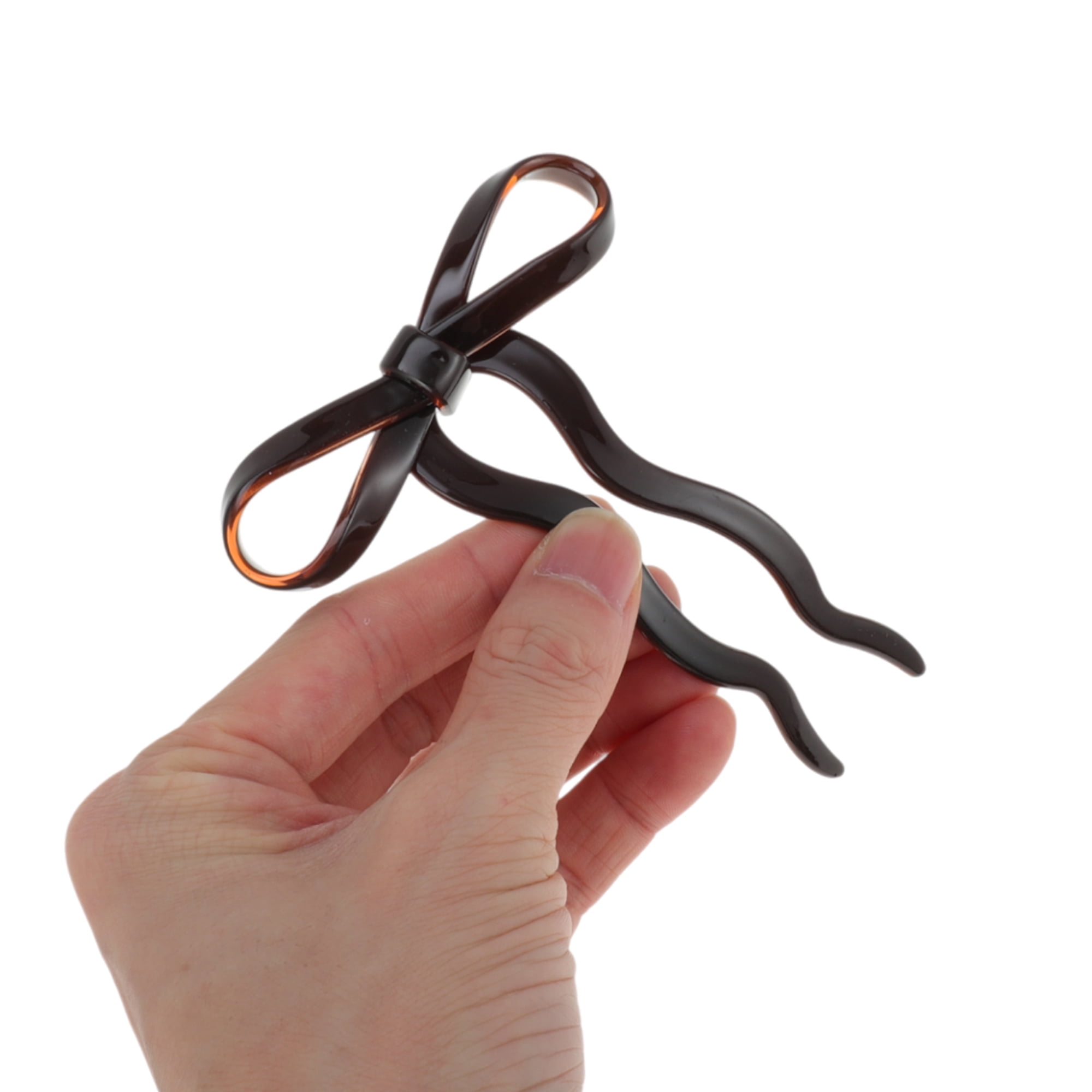 Unique Bargains Bow Wave Chignon Pin for Women 1 Pc Reddish Brown