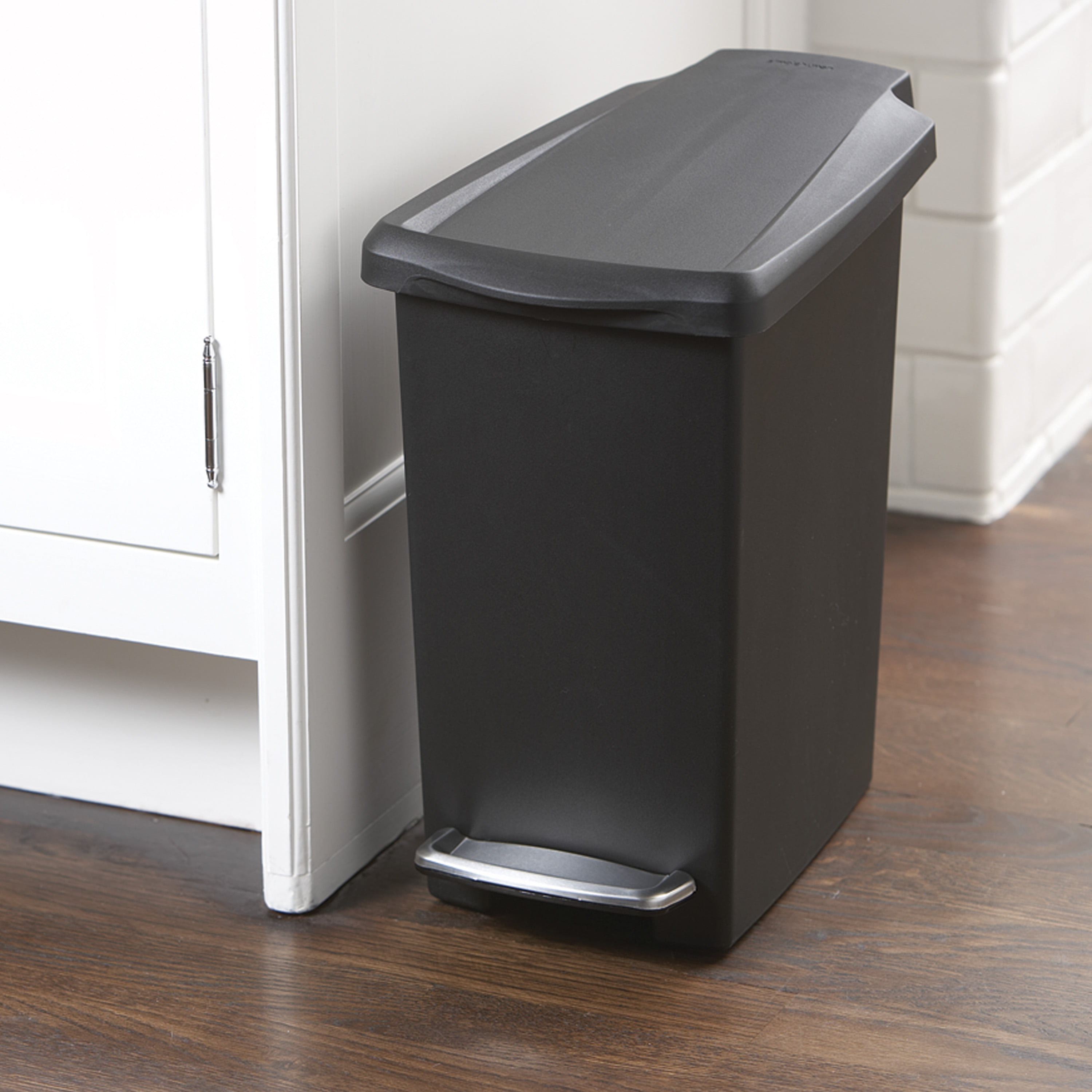 10.5 Gallon Plastic Slim Step On Kitchen Trash Can, Black - AliExpress