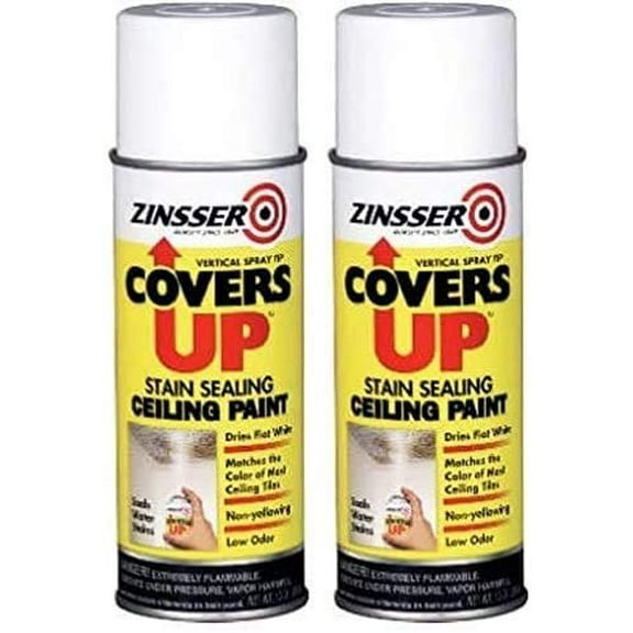 Zinnser 03688 Covers Up Stain Sealing Ceiling Paint, White 2 Pack