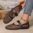thumbnail image 6 of Miluxas Women's Mesh Ballet Flats Round Toe Fishnet Ballerina Flats Buckle Strap Mary Jane Ballet Flats for Parties or Casual Dress Shoes Black 6.5(38), 6 of 9