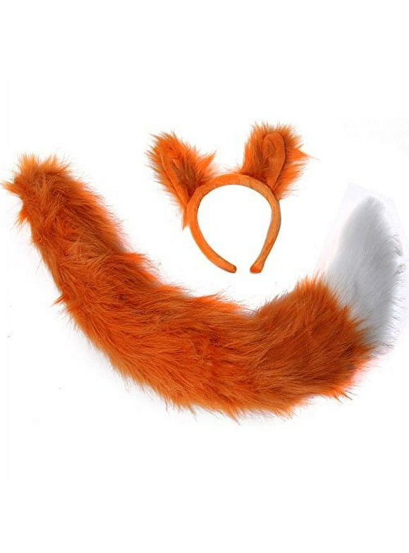 Oversized Fox Ears & Tail Costume Set Orange