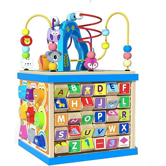 Baby Toy Puzzle 1-3 Years Old Early Education Multifunctional String Around The Bead Treasure Box Tetrahedron Educational Toy Wooden