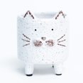 thumbnail image 1 of Footed White Speckled Cat Planter, 1 of 1