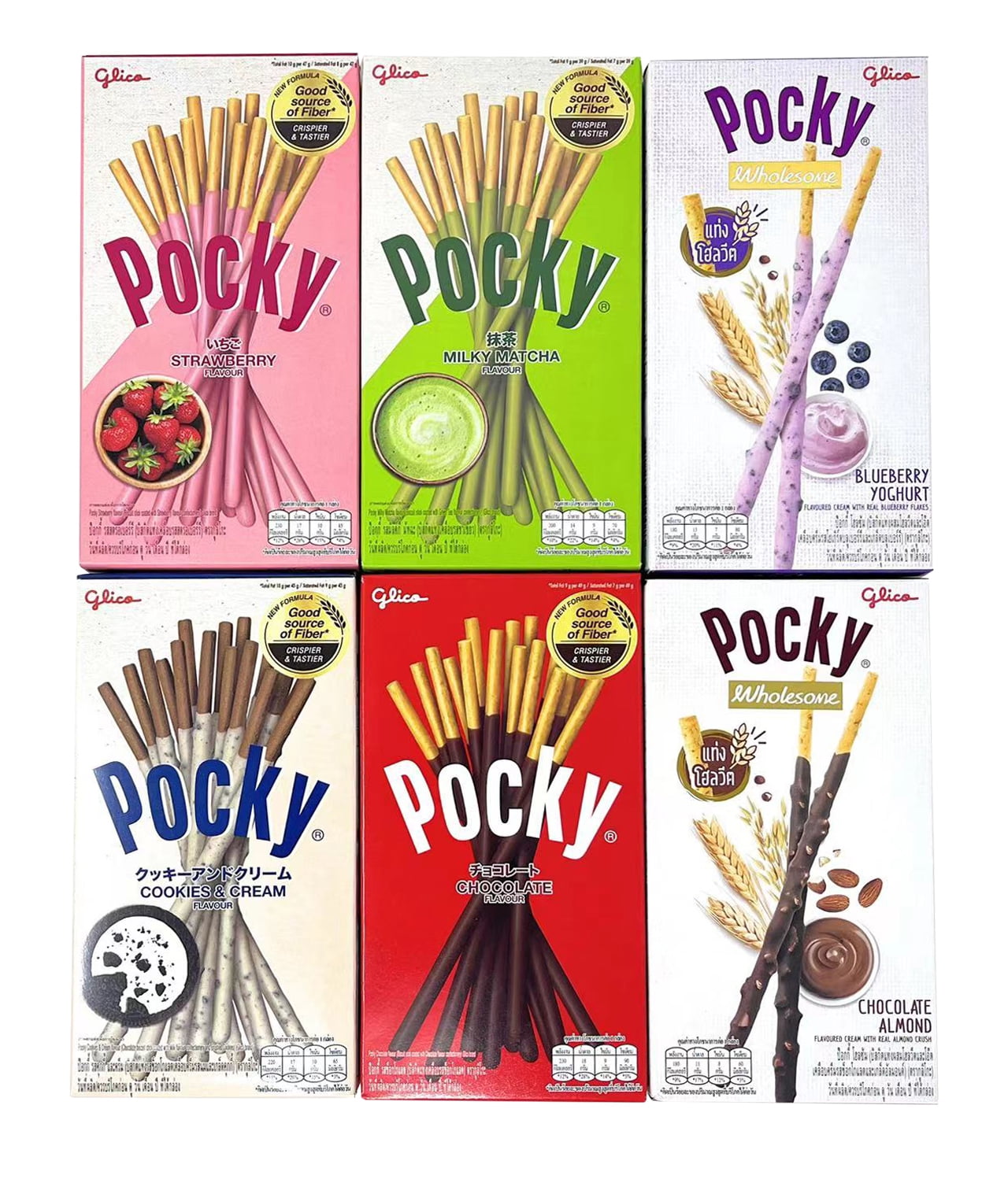 Pocky Biscuit Stick 6 Flavors Variety Pack (Pack of 6) (Total 8.84 oz