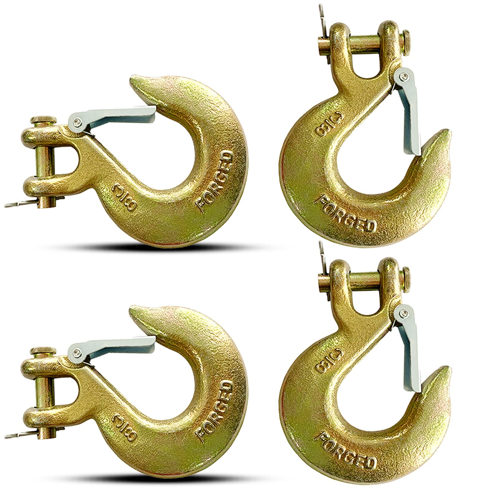 3/8" Clevis Slip Hook, 4 Pack G70 Steel Clevis Hook with Safety