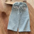 thumbnail image 4 of Generic Bow Print Jeans Toddler Girls Multipocket Denim Trousers Straight Leg Jeans/Preppy Cute Baggy Elastic Waist Pants, 4 of 6