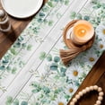 thumbnail image 3 of Green Eucalyptus Leaves Table Runner - 70 Inch Long Daisy Summer Botanical Wooden Cotton and Linen Blended Dress Scarves Farmhouse Table Runner for Kitchen Dining, Coffee Table, 13" x 70", 3 of 8