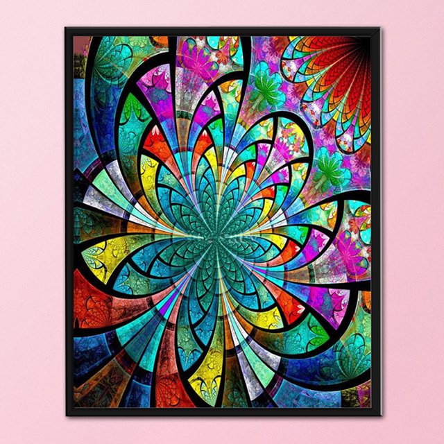 Cuadros Decorativos Kit de punto de cruz de algodón de 11 quilates con flores de vidrieras estampadas con bordado completo Ndcxsfigh Nuevos Originales