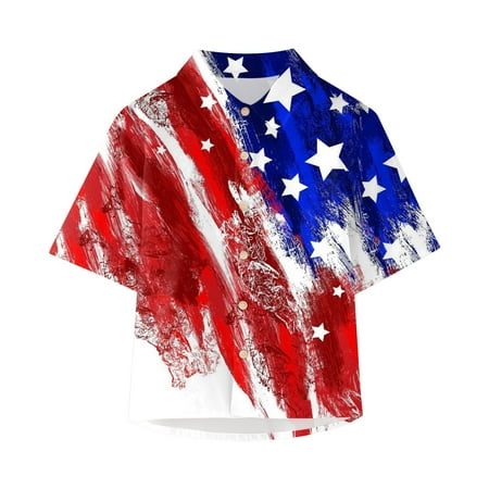 

Boys Tshirts Short Sleeve Botton Independence Day 4Th Of July Prints Kids Tops T Shirt For 9-10 Years