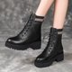 thumbnail image 2 of NECHOLOGY Botas Mujer Adulto Femenino Zapatos Botines de mujer Botas de tobillo gruesas con de moda británica de otoño e invierno para mujer Zapatos cálidos al libre (BK1, 6.5), 2 of 4