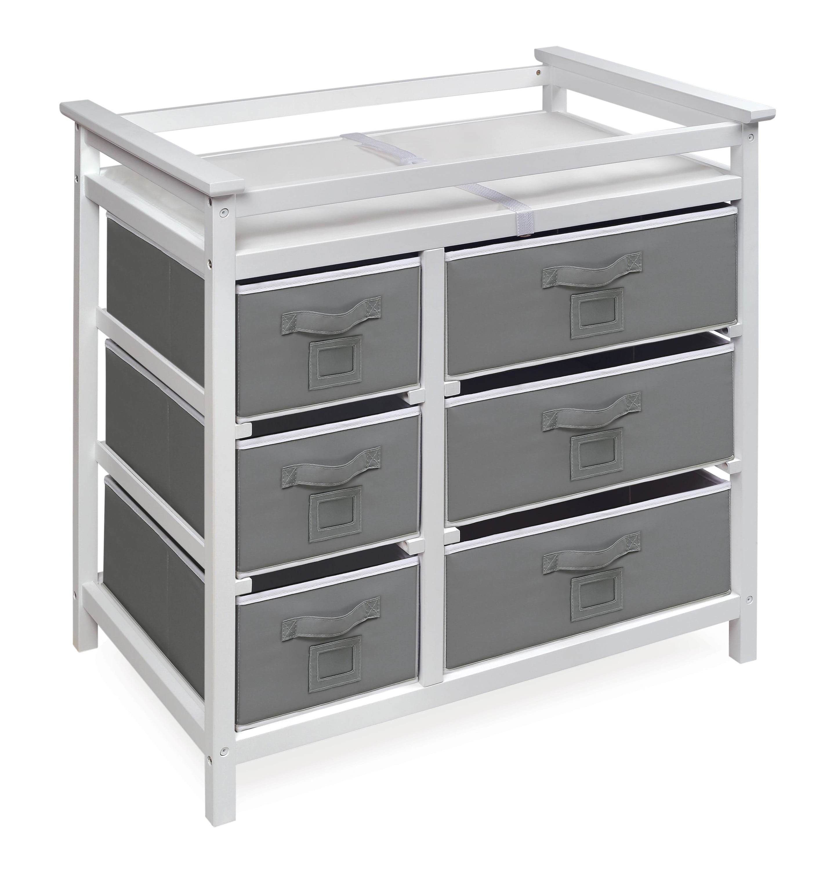 Badger Basket Modern Baby Changing Table with Six Baskets - White
