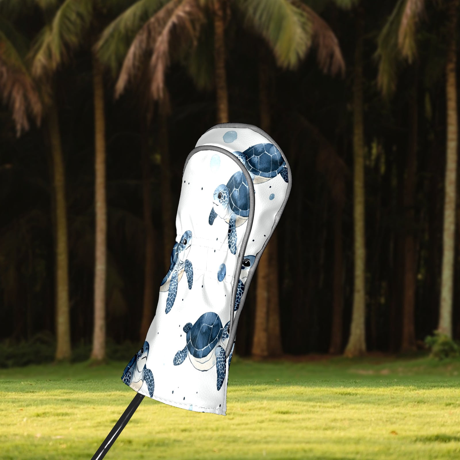 Golf Club Covers PU Leather Waterproof Head Covers for Fairway Woods Hybrids Cute Water Turtle