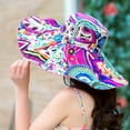 thumbnail image 4 of Weikingp Sun Hats for Women Women Print Two-Side Big Brim Straw Hat Sun Floppy Wide Brim Hats Beach Cap Sun Hat Fascinators Hats for Women Bucket Hats for Woman (Clearance) Hot Pink Cotton, 4 of 4