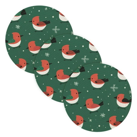 

3 Place Mat Pan Bowl Mat Teacup Mat 15x15x24 Inch Tray Mat Kitchen Pot Mat Hot Pot Mat Teapot Mat Table Protective Mat Little Red Christmas Bird
