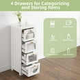 thumbnail image 6 of TROPOW Bathroom Floor Cabinet, Freestanding Small Bathroom Storage Cabinet with 4 Drawers, 11.8" x 11.8" x 33.1" White Wooden Storage Organizer for Bathroom Living Room Hallway, 6 of 7